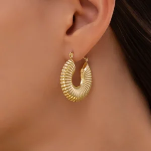PRAO Anti-Tarnish Lined Chunky Hollow Hoops