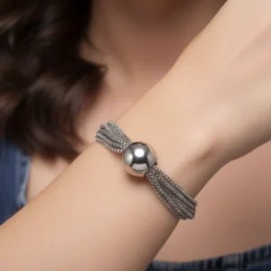 PRAO Anti-Tarnish Silver Box Chain Bracelet (Adjustable Size)