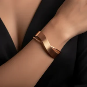 PRAO Anti-Tarnish Rose Gold Bangle Bracelet (Adjustable Size)